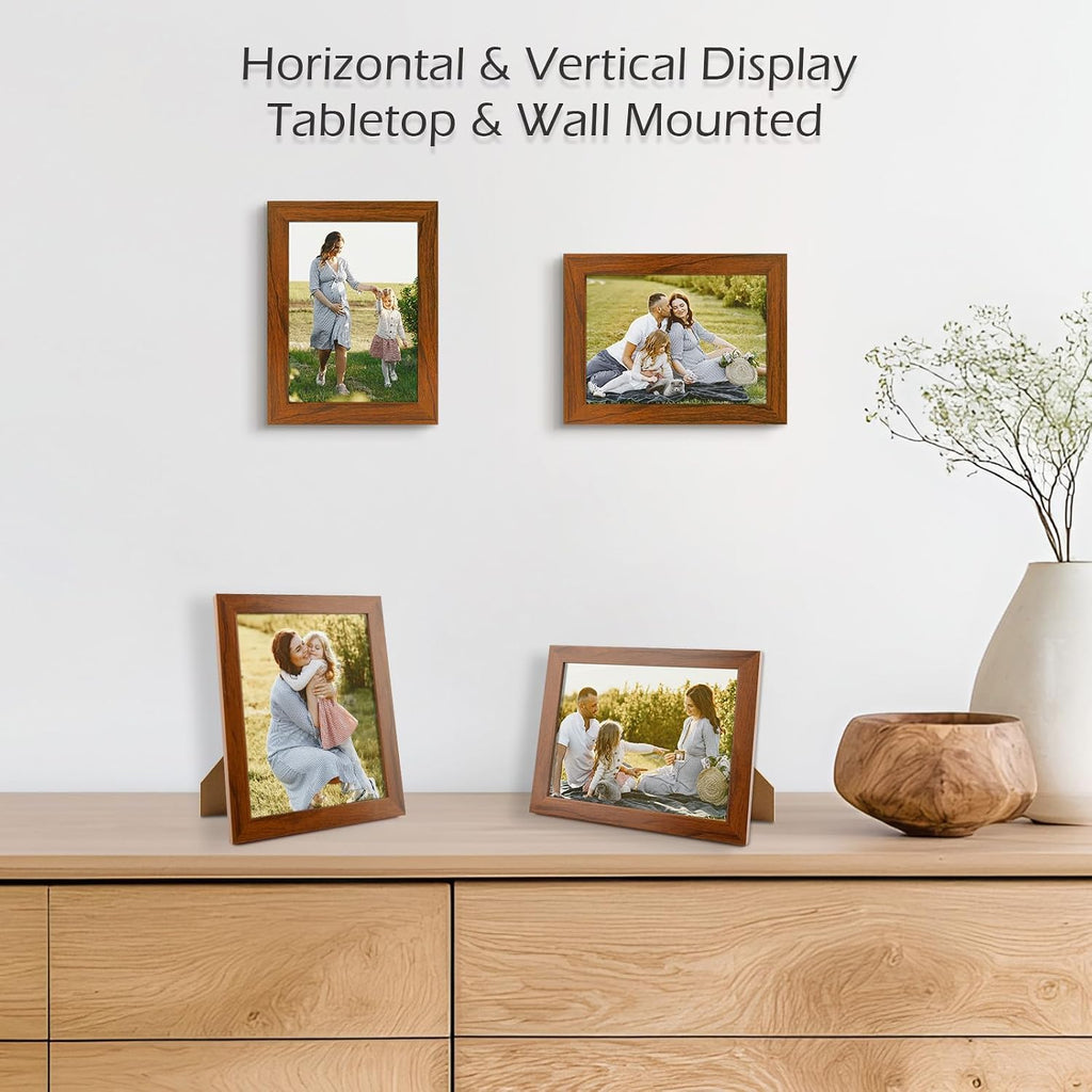Golden State Art 5x7 Brown Picture Frame,Solid Wood&Real Glass,Fit 5x7