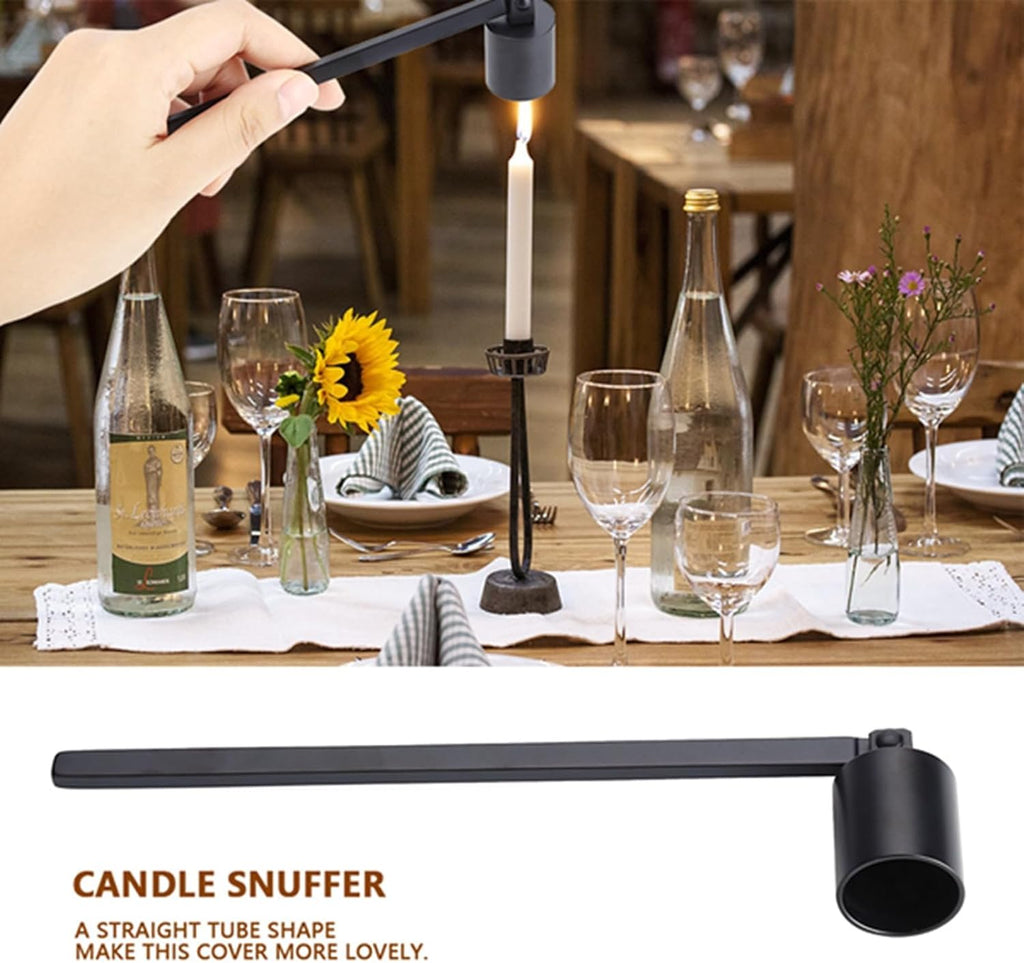 7.5 * 0.9in Fashion Stainless Steel Straight Tube Shaped Candle Snuffer Wick Trimmer Candle Wick Trimmer Cover Hand Tool (Black)