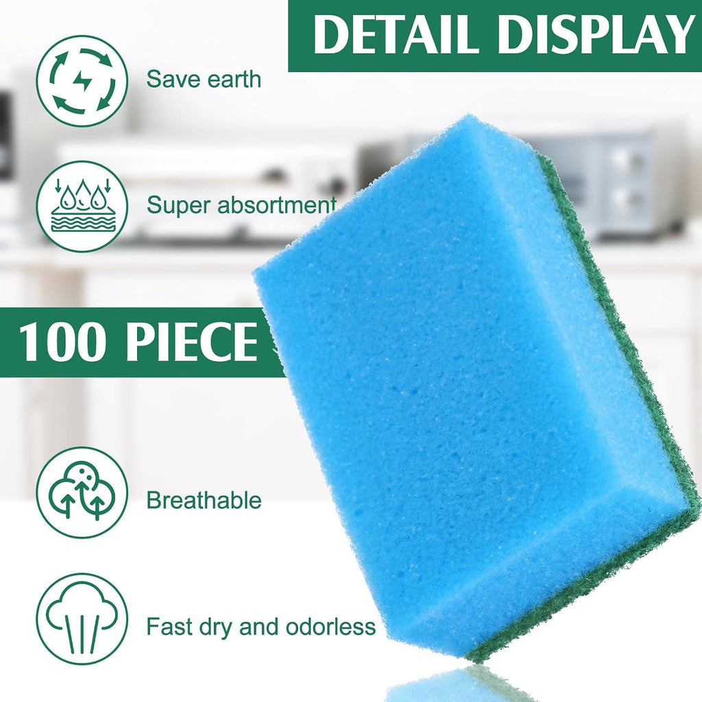 Patelai 100 Pcs 100 Pcs Heavy Duty Sponges Bulk Dish Sponges, Blue