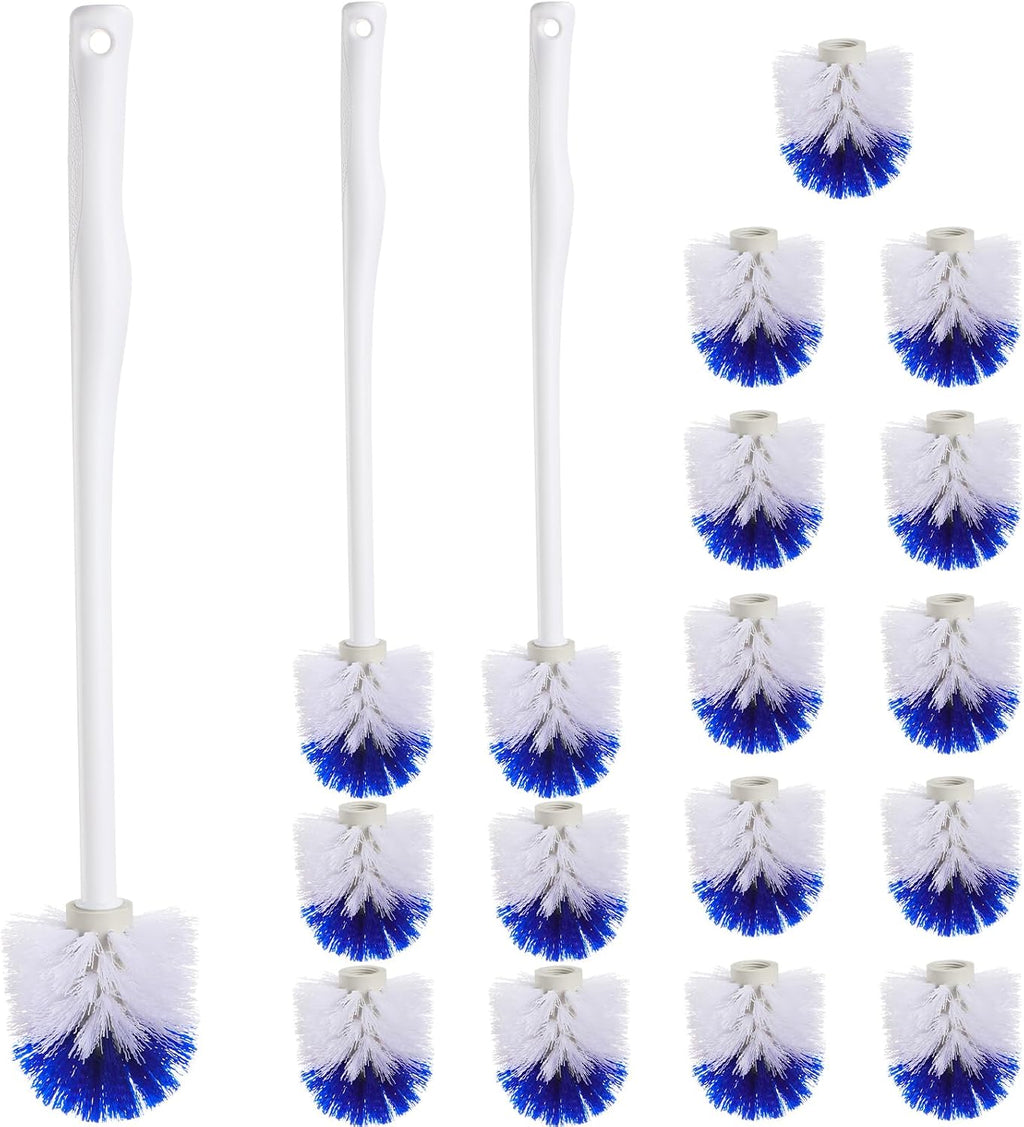 Willinglong 18 Pcs Toilet Bowl Brush 18.5 Inch Plastic Handle,Blue, White