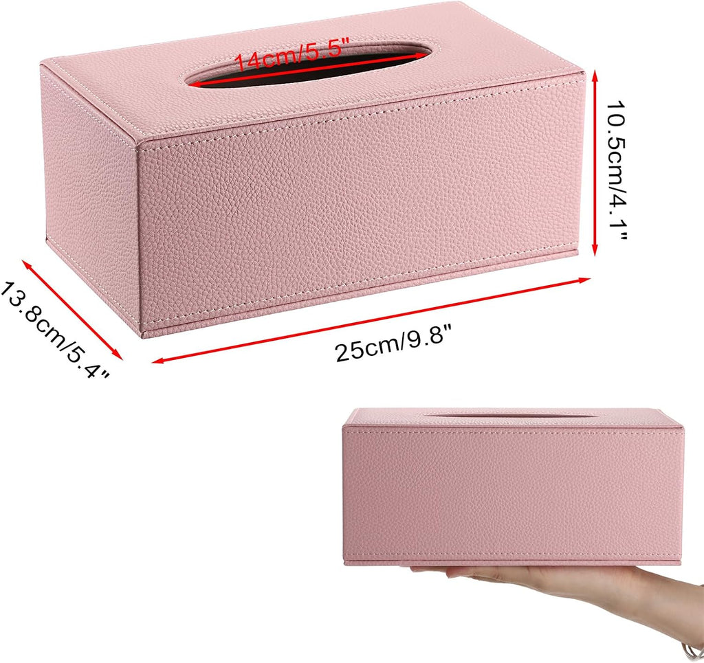Sumnacon Tissue Box Cover Rectangle,Magnetic Bottom Tissue Box Holder,Pink