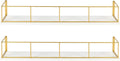 Kate and Laurel Benbrook 24 inch 2-Pack Wood and Metal Floating Wall Shelves, White and Gold