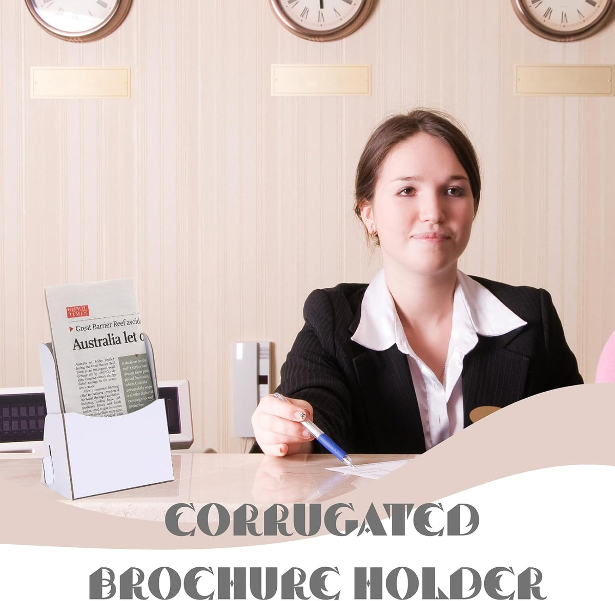 Corrugated Trifold Brochure Holder 4.33 x 5.51 Inch, Rack Card Holder Literature Paper Flyer Display Stand Bookmark Display for Magazine, Pamphlet, Booklets, Menu, Offices,10 Count
