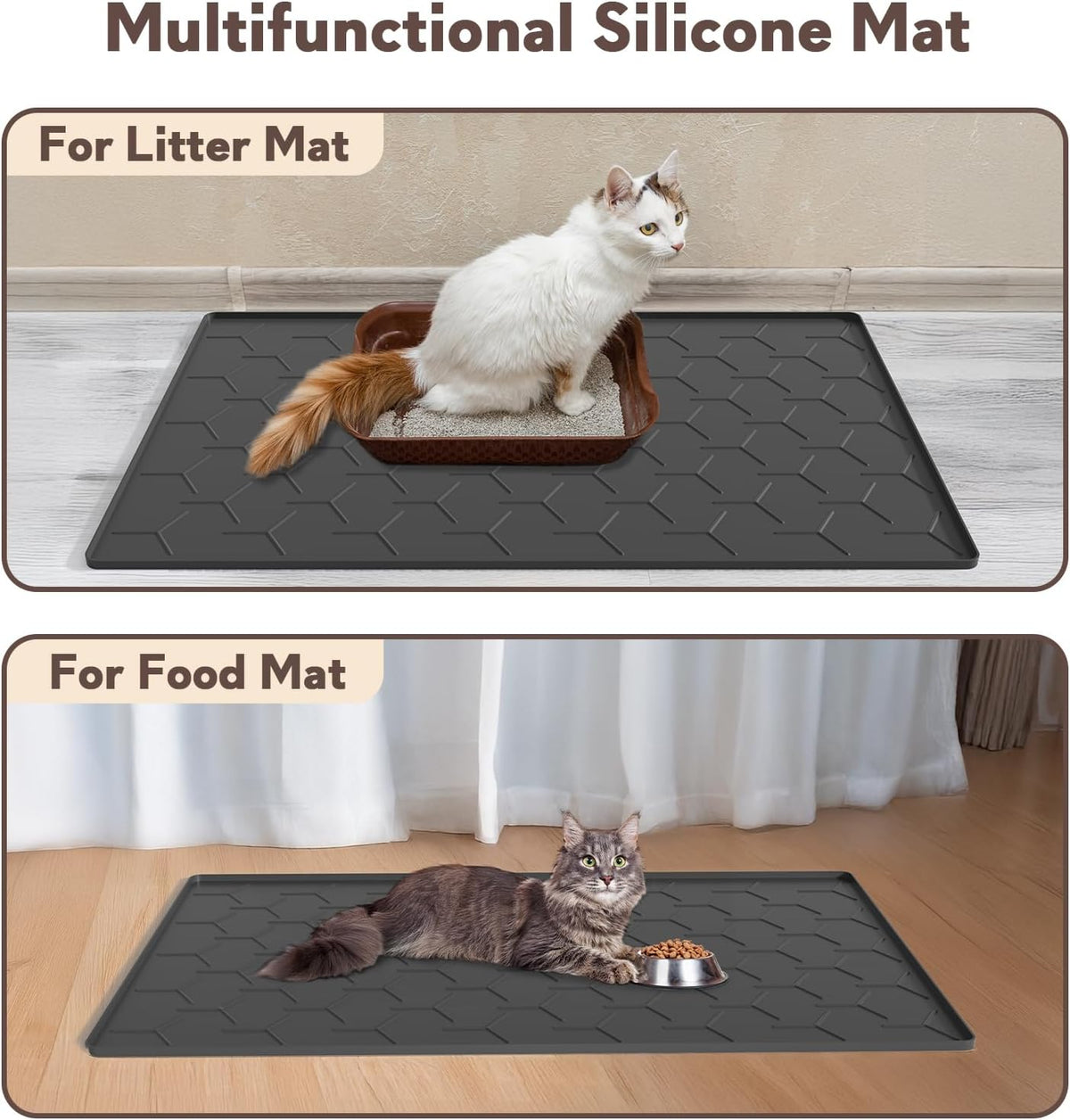Garoopion Silicone Cat Litter Mat Large 40" X 28", Easy to Clean, Black