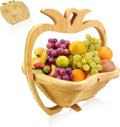 MYOSOTIS Foldable Fruit Basket Gift Bamboo Fruit and Veggie Basket,Fruit Bowl Holder Dried Fruit Basket For Christmas decorations Holiday Party Mom Gifts (Apple)