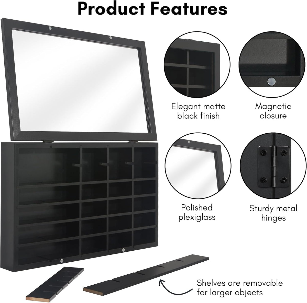 Americanflat 11x18 Toy Car Display Case - Black