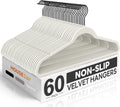 HOUSE DAY White Velvet Hangers 60 Pack, Non Slip Felt Hanger +Black Hook