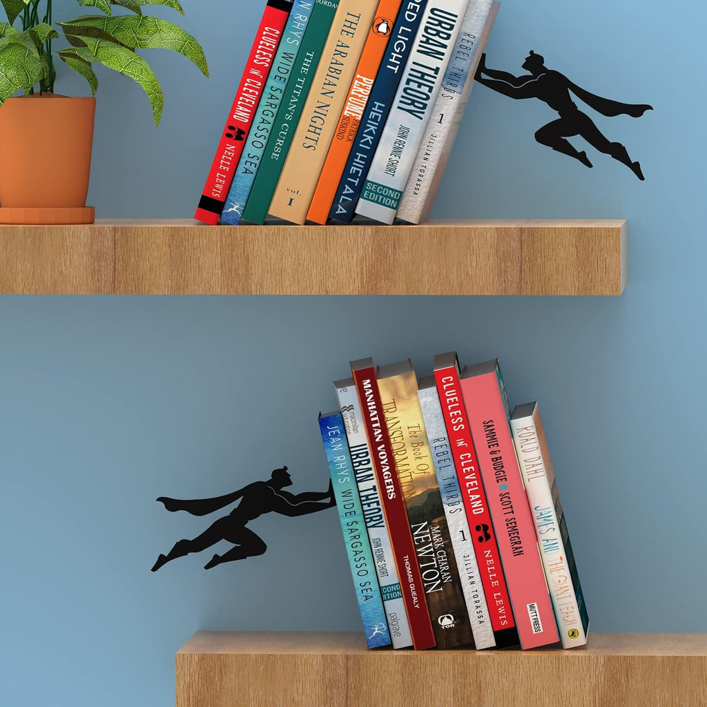 Artori Design Bookends - Decorative Book Ends for Shelves, 2X Super Hero