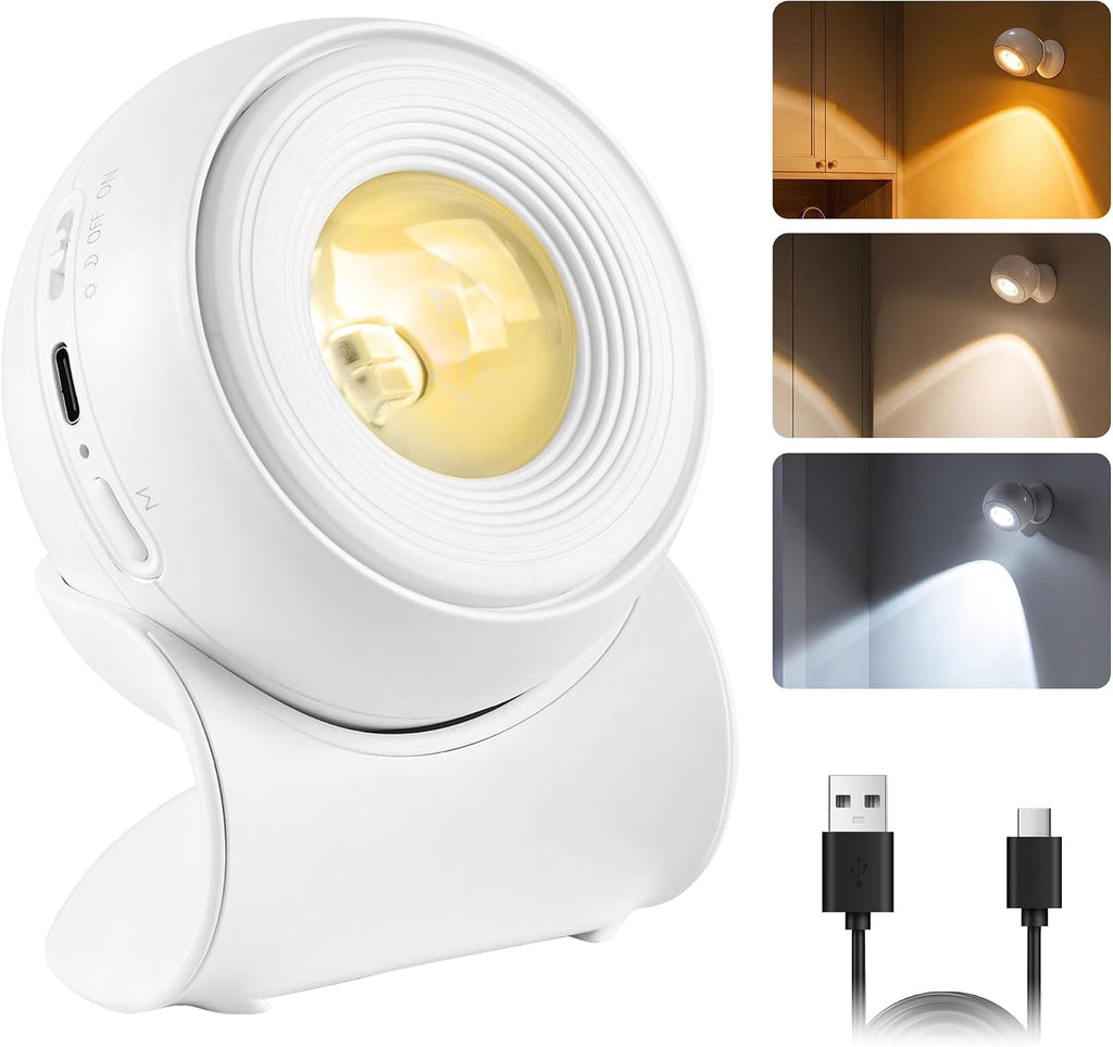 Rechargeable Night Light with Motion Sensor, 1200mAh+AAA Battery Dual-Use, Dimmable 3-Color Temperatures, 360° Magnetic Detachable Night Light for Hallway Bathroom Bedroom Stairs Closet