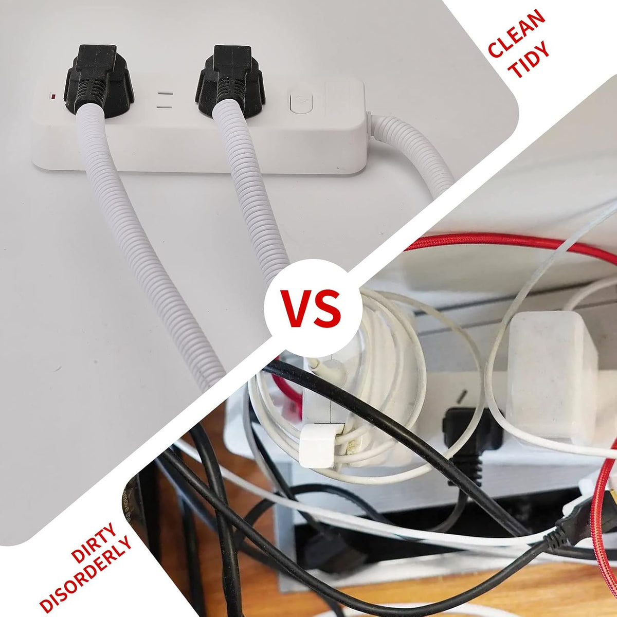 30ft Dog Cat Cord Protector Electric Wires Covers Wire Loom Tubing Protect Wires from Rabbits, Cats and Other Pets White