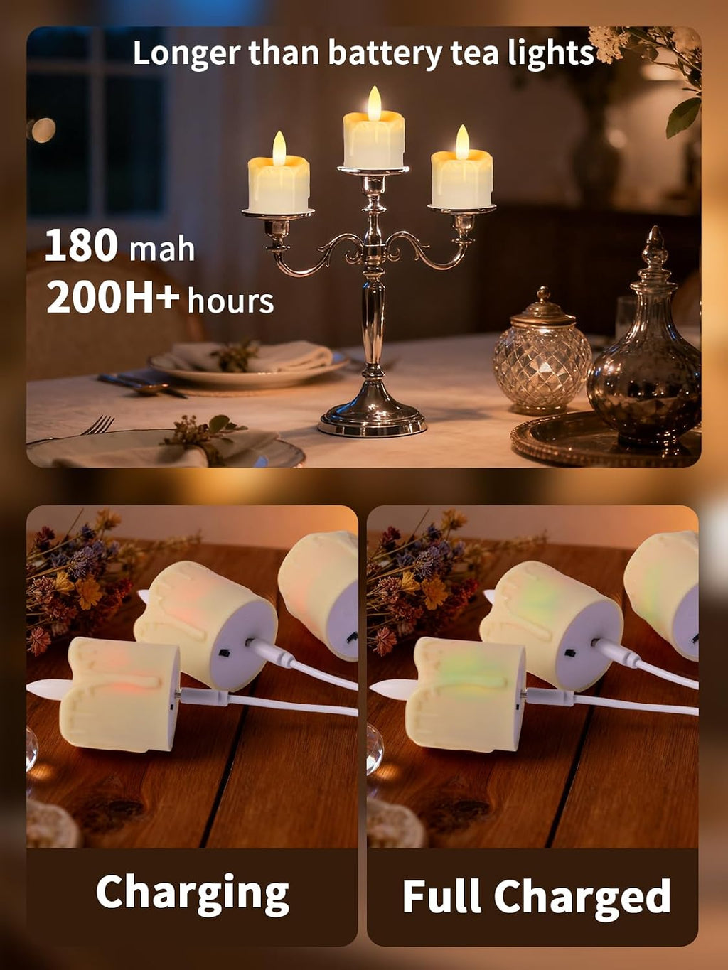 Votive Candles Battery Pperated, Rechargeable Flameless Tea Light Candles with Timer Remote 1.5"x2.2" Dripping Fake Electric Flickering Votive Candles for Halloween Wedding Party Home Decor ,6 pack