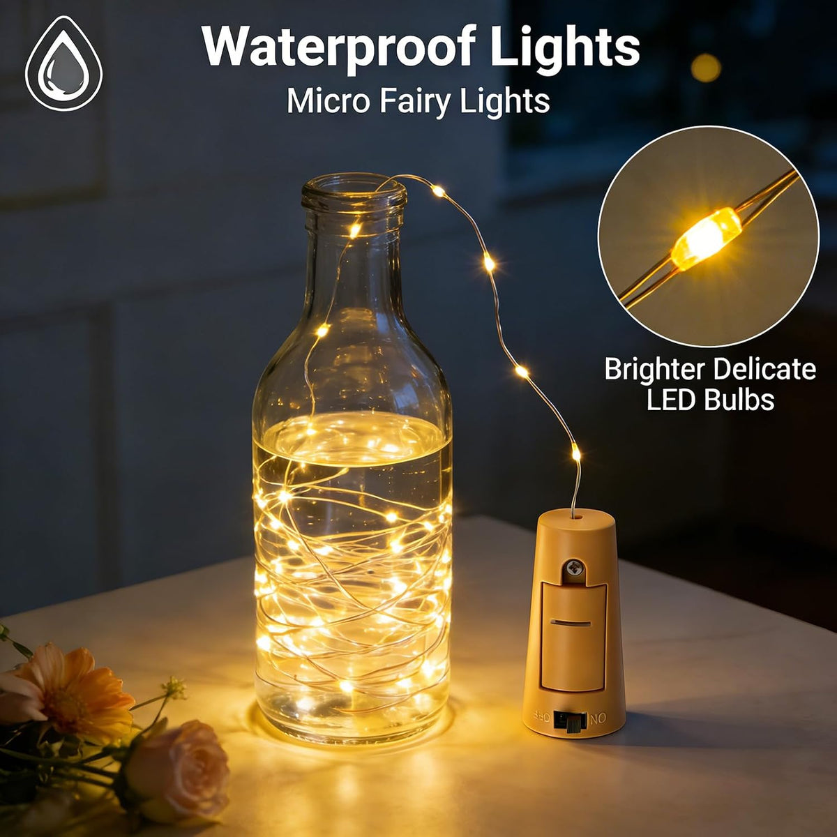 VOOKRY Wine Bottle Lights 8 Pack 20 LED Mini Cork Fairy Lights, Warm White