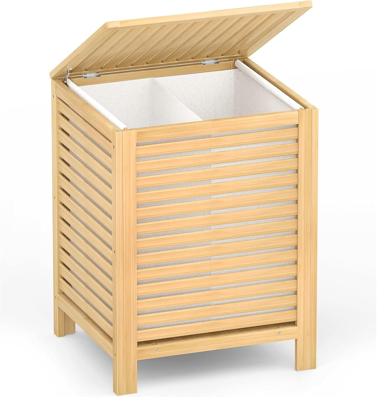 Homykic 120L Bamboo Laundry Hamper with Lid and Removable Bag, Natural
