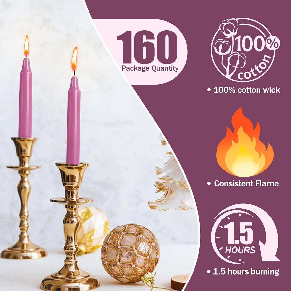 CHANGTIKEJI 160 Pack Spell Chime Candles 4 Inch Multi-Colored Taper Candles Sticks for Home Decor Kitchen Decor Wedding Decoration-16 Colors