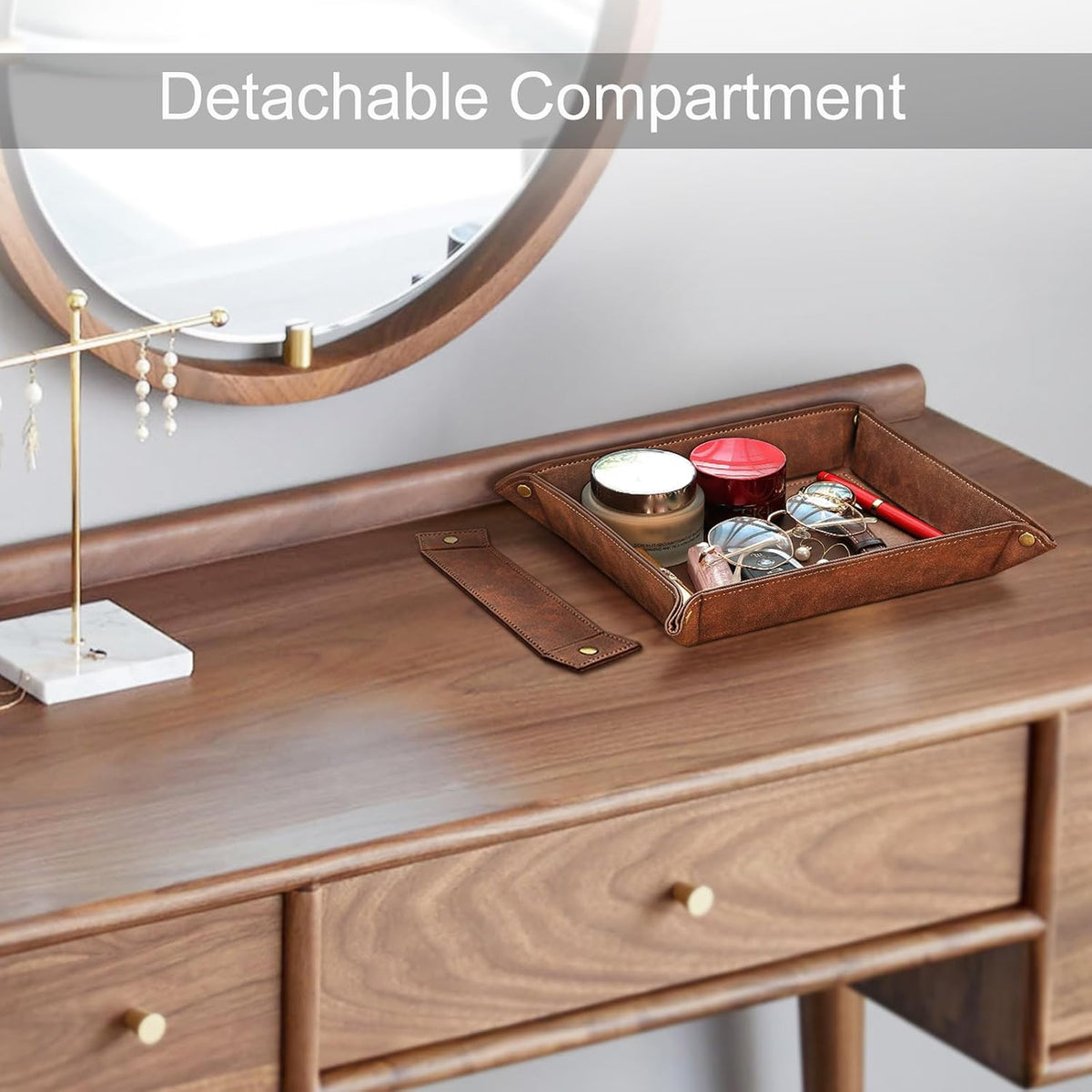 SITHON Valet Tray Desktop Storage Organizer with 2 Compartments