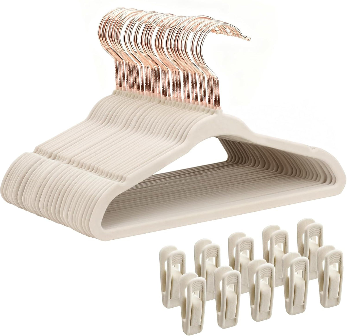 Kids Hanger Velvet, Childrens Velvet Hangers, 14In, Beige, 30 Pack