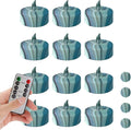 Floral Flameless Tealights with Remote - 12 Pack Grey LED Tealight Candles Battery Operated Tea Lights Safe Realistic Flickering for Home Decor Wedding Party,TLT12P-FLA