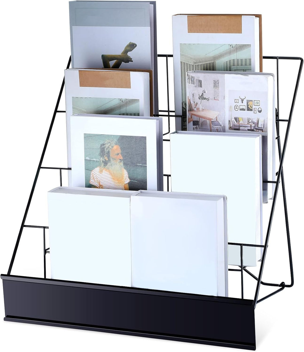 Sintuff Book Display Rack 4-tiered Stand 18" Comic Book Display Rack, Black