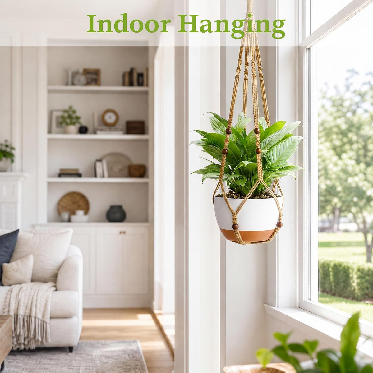 Macrame Plant Hanger - Fits 4-13 Inch Pots, Brown