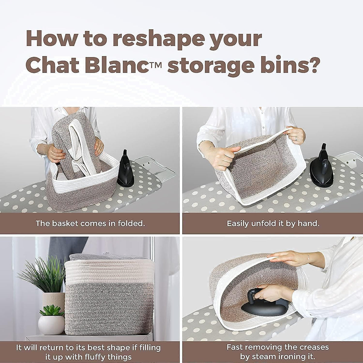 CHAT BLANC Cotton Rope Baskets for Organizing I Storage Baskets for Shelves | Rope Basket for Storage, Small Laundry Baskets, Woven Baskets for Storage, Dog Toy Bin, Baby Basket, Gray & Graphite 3Pack