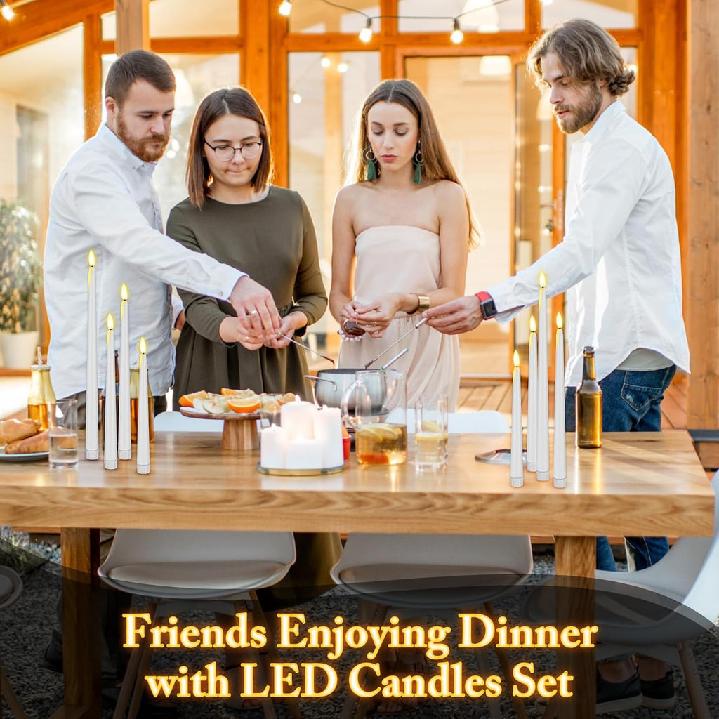 Rossesay 48 Pcs Flameless Taper Candles LED Taper Candles, White