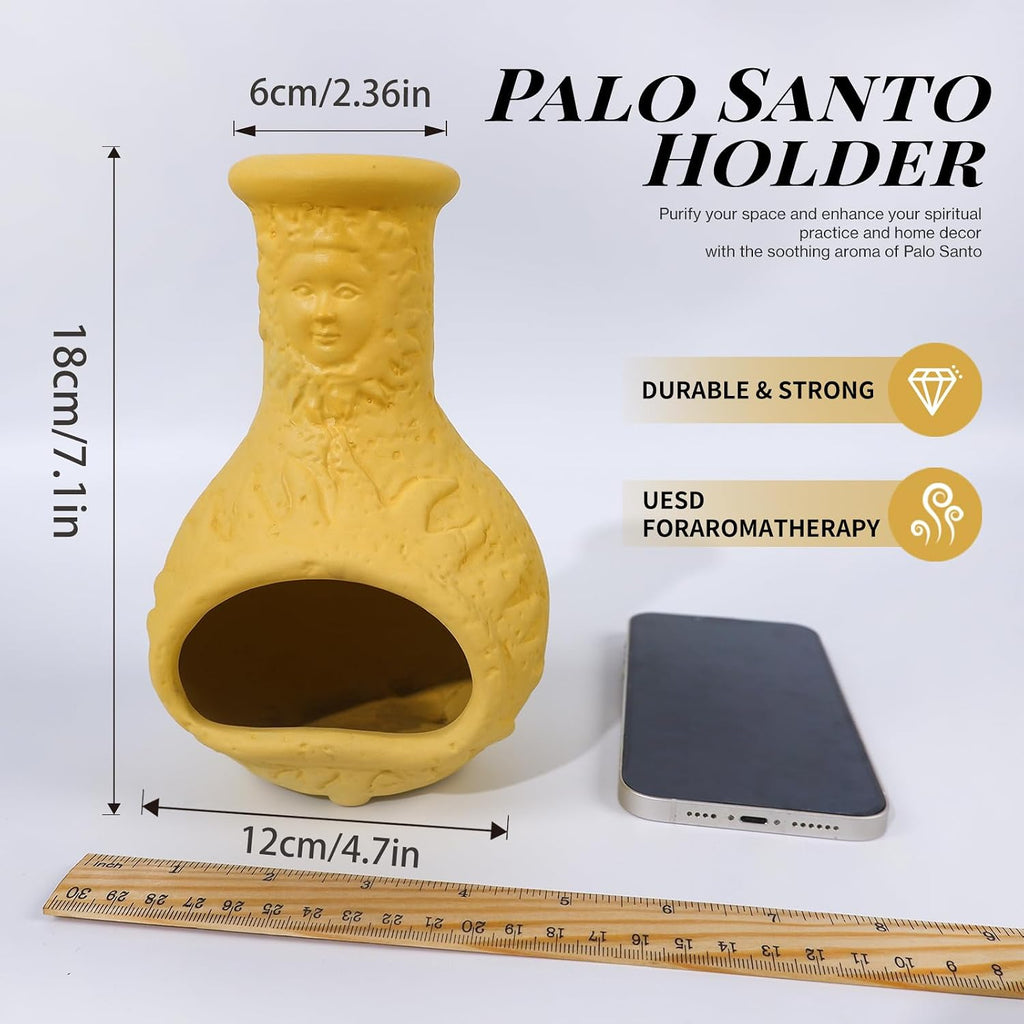 Yellow Mini Chiminea Palo Santo Holder, Handmade Ash Catcher Smudge Bowl
