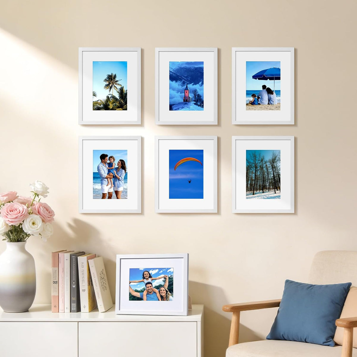 HappyHapi 8x10 Picture Frames Set of 10, Wall or Tabletop Display, White