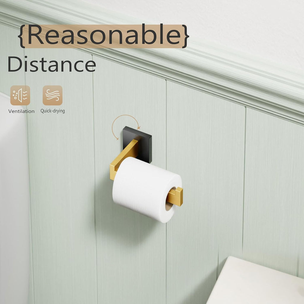 KOKOSIRI Toilet Paper Holders Wall Mounted Toilet Roll Holder for Bathrooms Hardware Washroom T-304 Stainless Steel, Matte Black and Gold B2003GDK