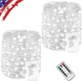 2 Pack Fairy Lights Battery Operated Twinkle Lights Remote Cool White