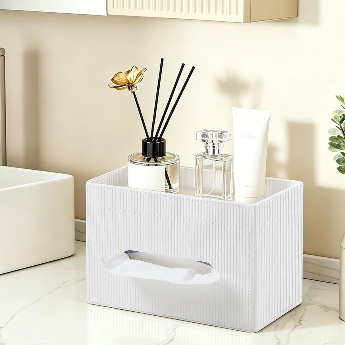Rectangular Tissue Box Cover PU Leather Tissue Box Holder Rectangle