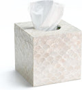 CHI AN HOME 5.5" Capiz Square Tissue Box Cover, Coastal Tissue Box Holder