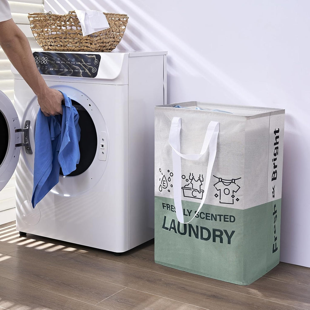 Laundry Baskets, 92L Freestanding Laundry Basket with Handles, Waterproof Tall Collapsible Clothes Hamper for Dorm, Bedroom, Bathroom