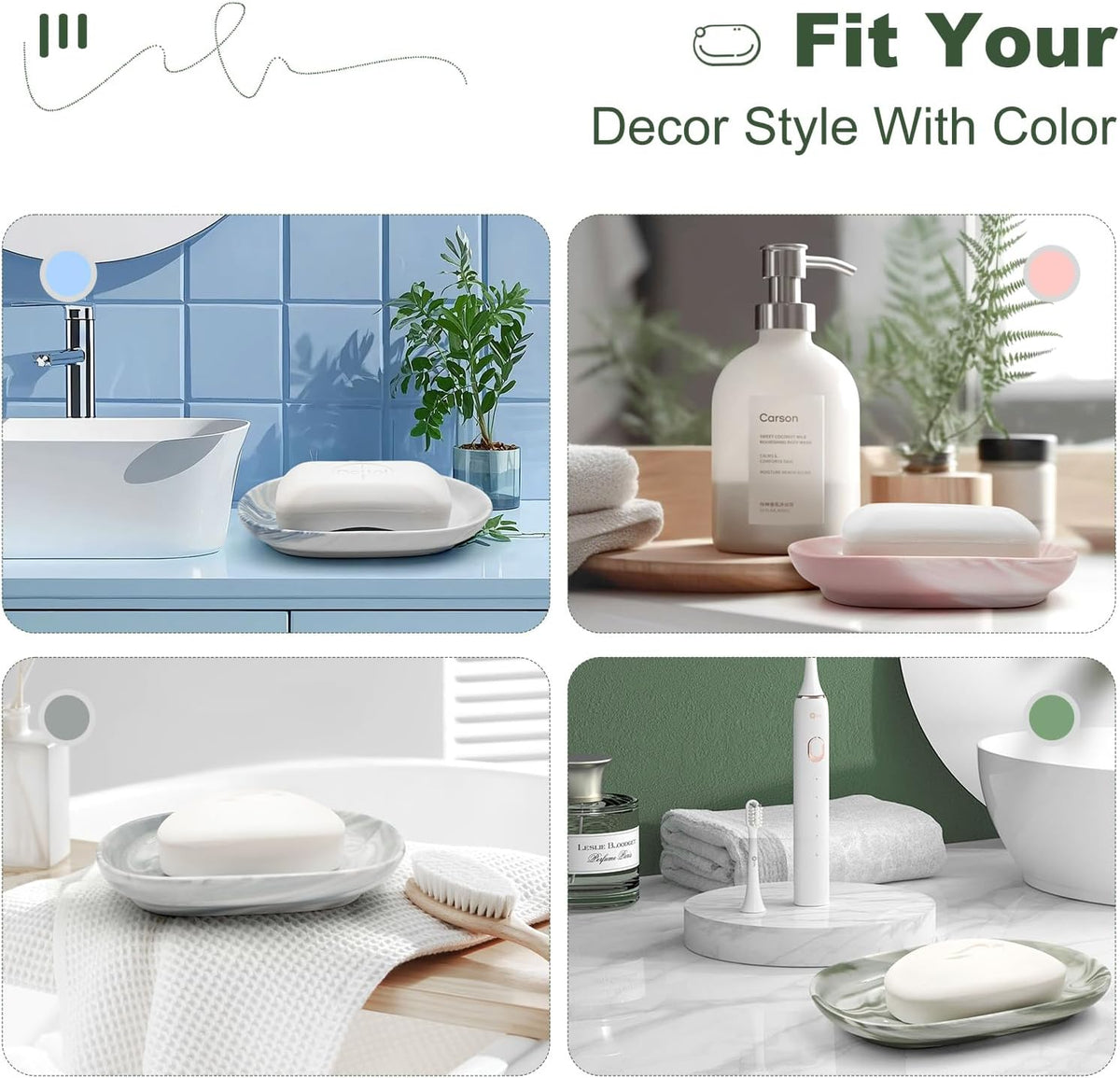 Elegant Ceramic Soap Dish for Shower with Unique Marble Texture, Decorative Bar Soap Holder for Bathroom & Kitchen, Easy Clean Versatile Oval Soap Dishes for Soap Bar