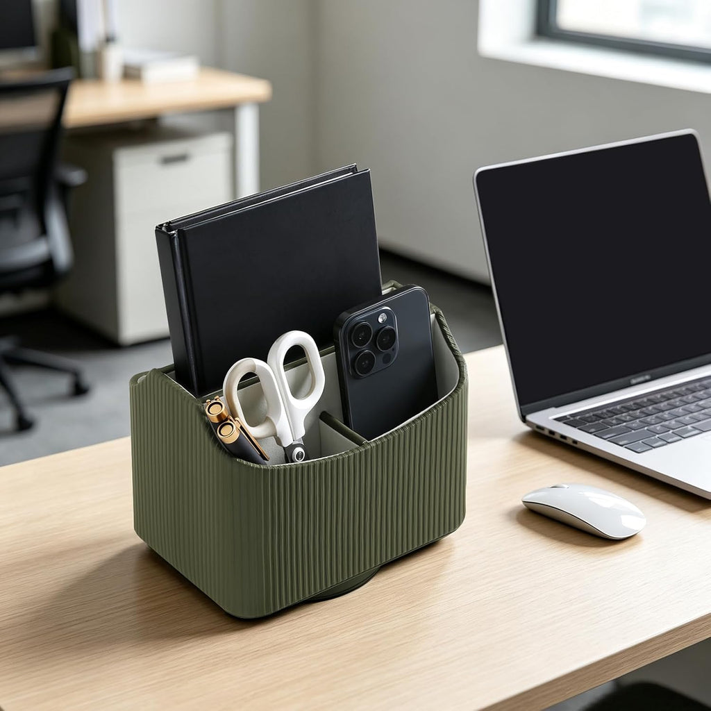 360° Rotating Desk Organizer, Lazy Susan Remote Control Holder, Green