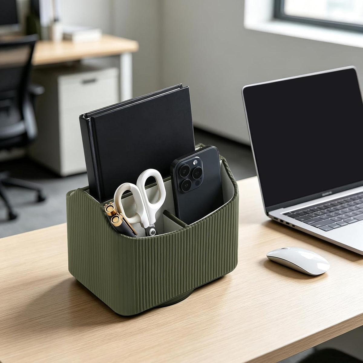 360° Rotating Desk Organizer, Lazy Susan Remote Control Holder, Green
