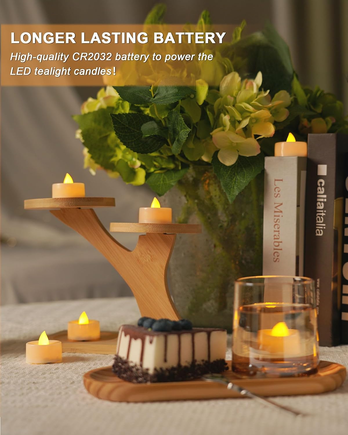 BEICHI 24Pack Flameless LED Tealights Candles with Timer, 6H Timer Built-in