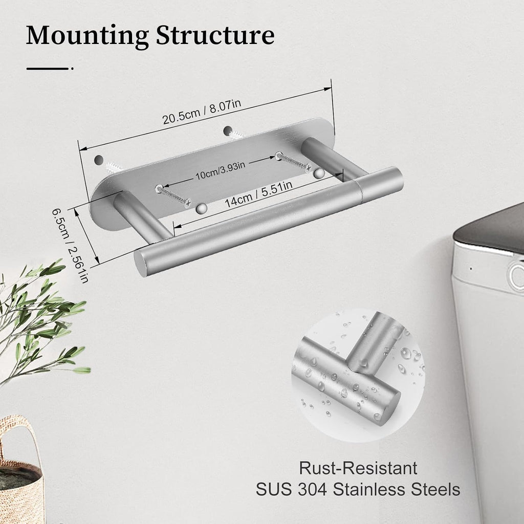 2 Pieces Brushed Nickel Toilet Paper Holder Wall Mount for Bathroom