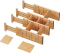 Bamboo Drawer Dividers 4 Pack, Adjustable 13.7-18.8in Dresser Organizer