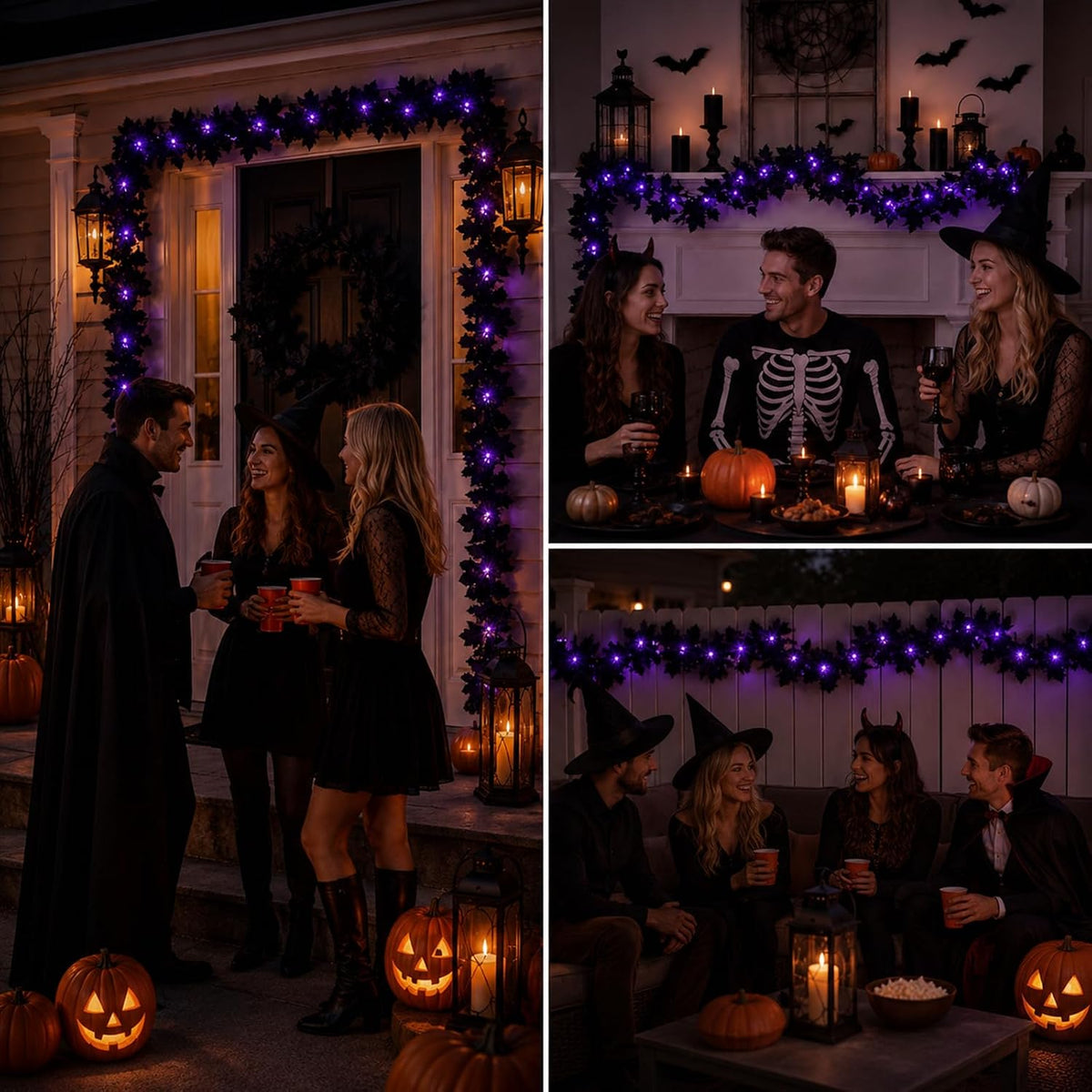 Black Halloween Garland, 6FT Halloween String Lights Battery Operated