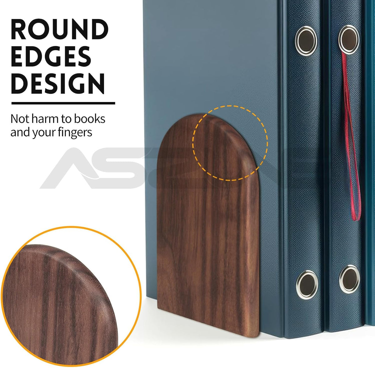 Book Ends 2Pair Wooden Heavy Duty Non Slip Book for Shelf Books & Media
