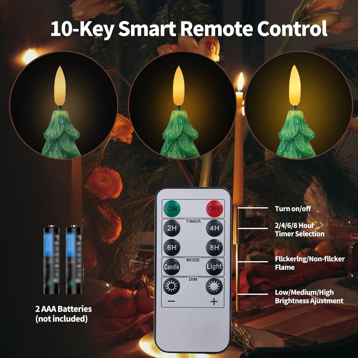 XingsLight LED Flameless Taper Candles with Remote & Timer – 4 Pack Battery Operated Christmas Window Candles, Warm White Flickering Light, Safe Realistic Flame for Holiday Table & Home Décor