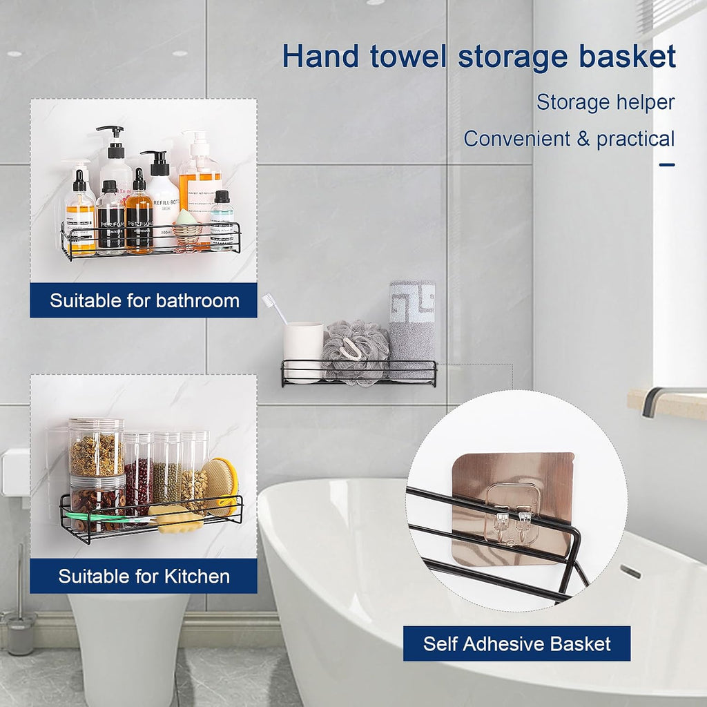 NearMoon Towel Rack Wall Mounted- All Metal Bathroom 2 Towel Rack Holders+ Hand Towel Storage Basket, Rustproof 3 Level Wine Rack Organizer for Hand Towels, Washcloths, 2+1 Pack (Matte Black)