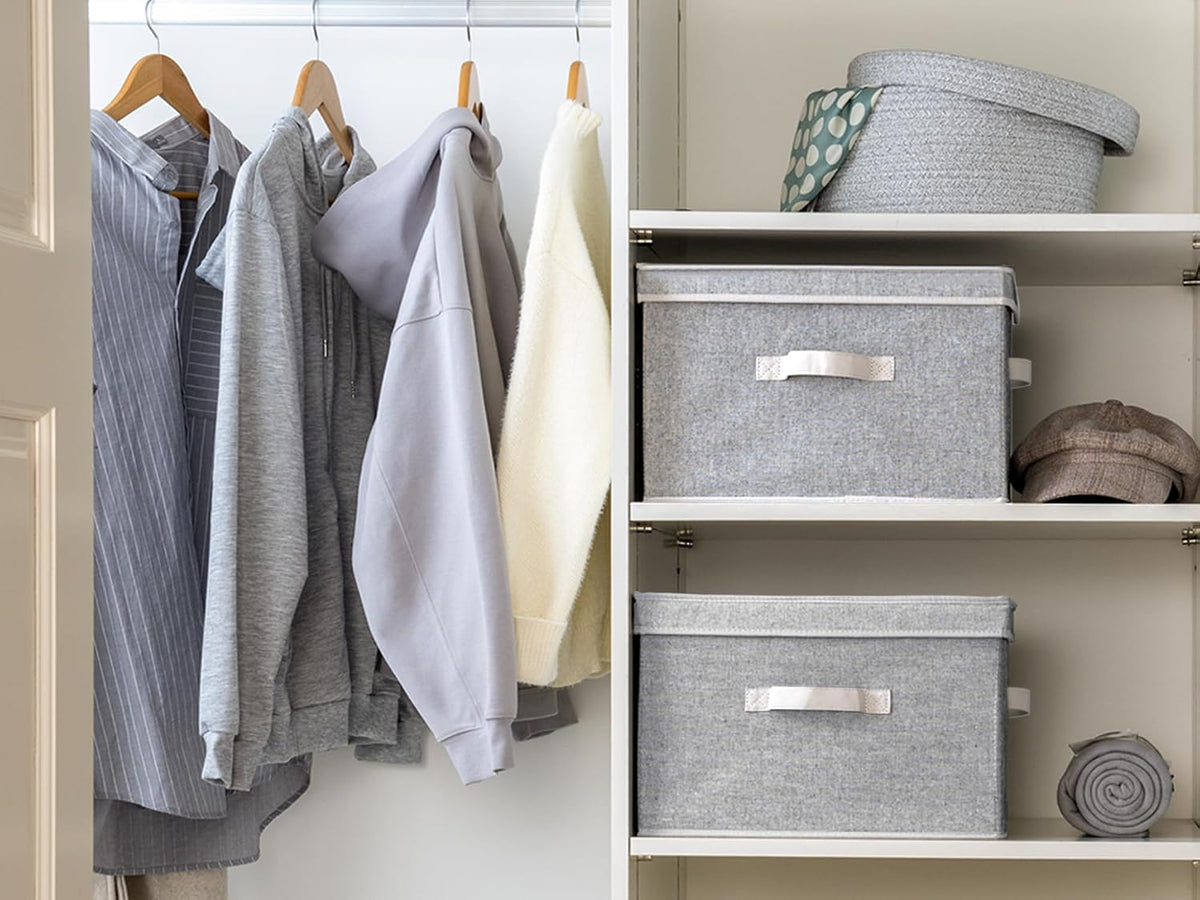 StorageWorks Fabric Storage Bins with Lids, Closet Storage Bins