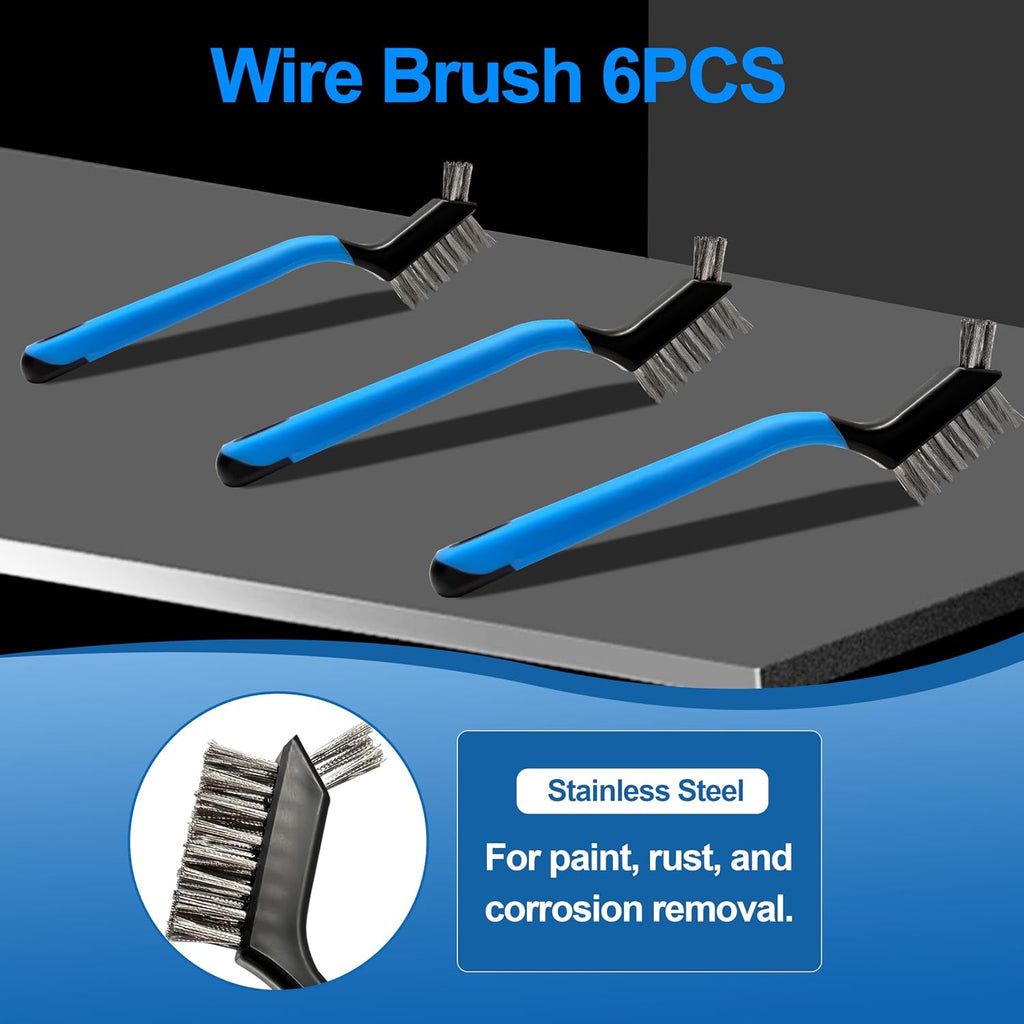 Mini Wire Brush Set 6Pcs with Stainless Steel Wire