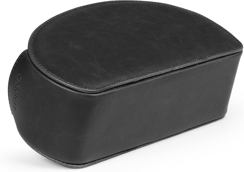 Londo PU Vegan Leather Remote Control Holder with 5 Pockets, Nightstand Caddy & Bedside Organizer for TV, DVD, Blu-Ray, Roku, Apple TV Remotes, Phones, Glasses — Suede Lined Gift for Dad, Black