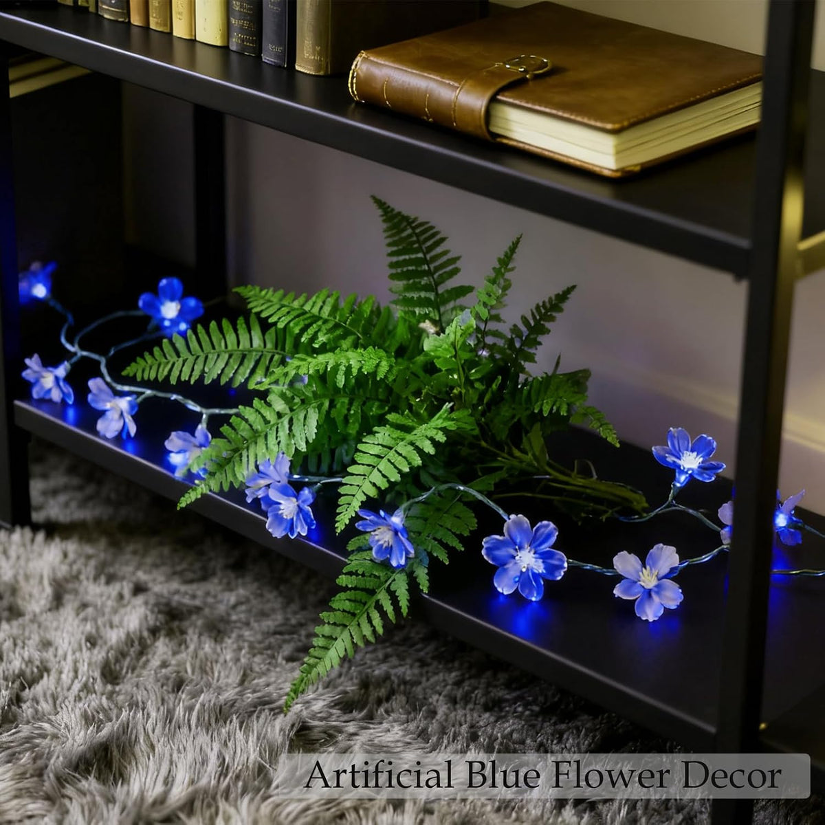 USB & Battery Lighted 10ft 30 LED Decorative Blue Fairy Flower String Light