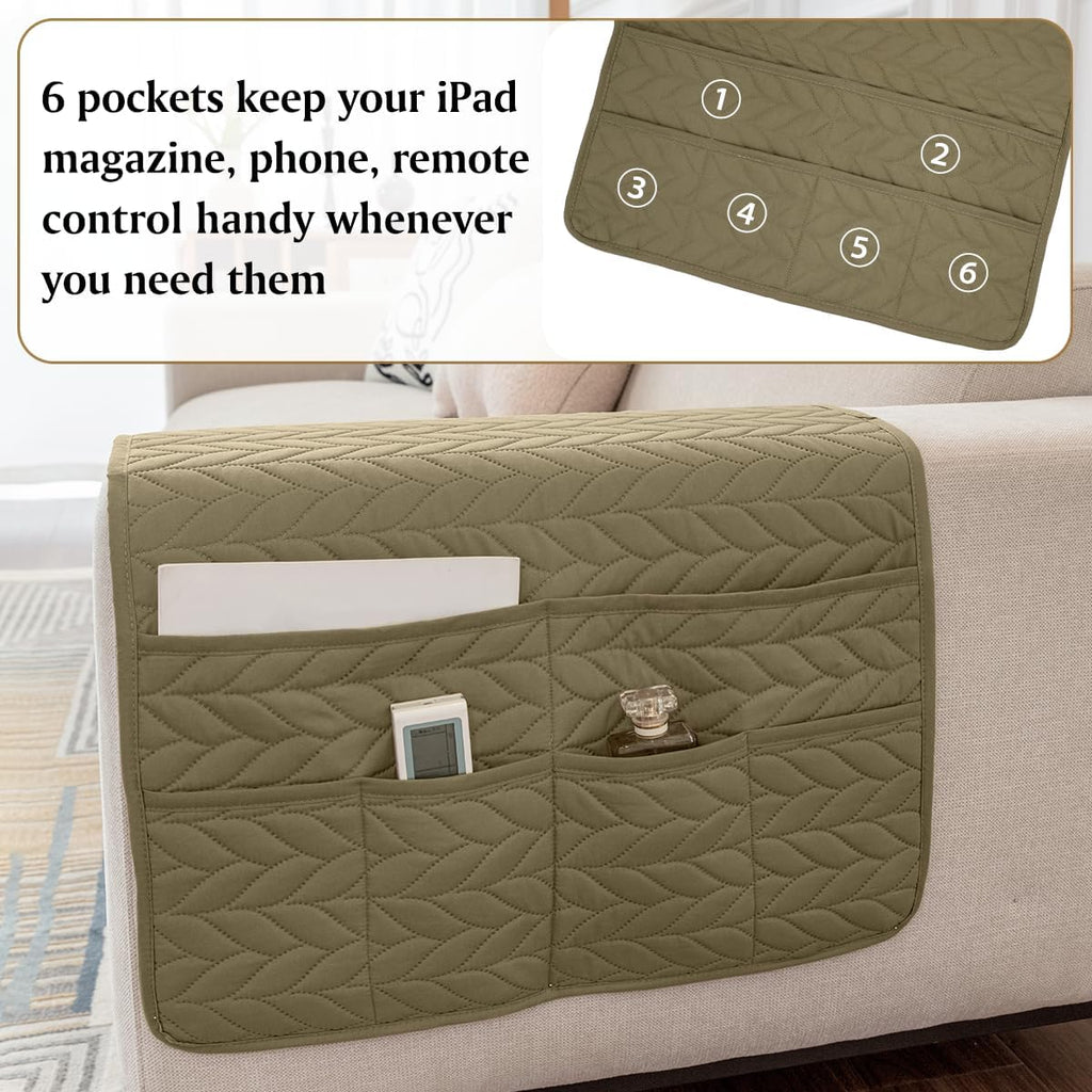 Sofa Armrest Organizer Armchair Caddy for Recliner, Khaki