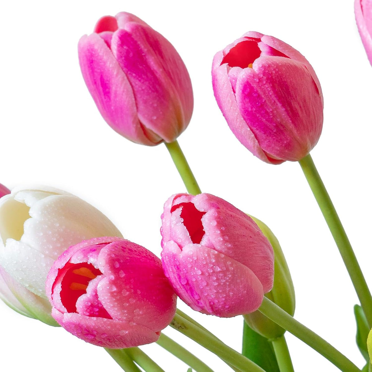 DUYONE 40Pcs Artificial Tulips Flowers, Soft Touch Realistic Latex Tulips Bouquet for Home Office Wedding Party Garden Decor, Fake Flowers for Dining Table Living Room Spring-B Peachblow Set