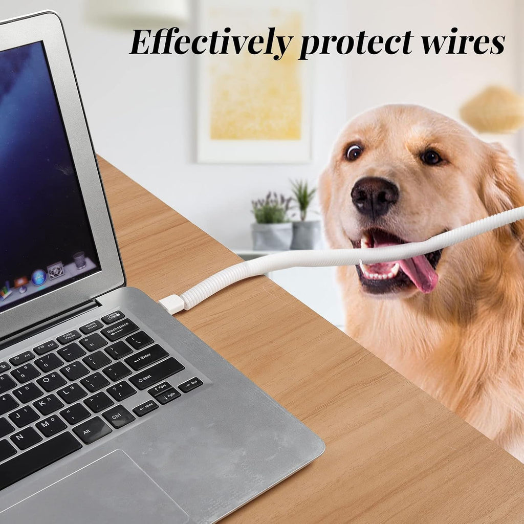 30ft Dog Cat Cord Protector Electric Wires Covers Wire Loom Tubing Protect Wires from Rabbits, Cats and Other Pets White