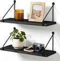 Afuly Black Floating Shelves for Wall, Display Wall Shelf, Solid Wood